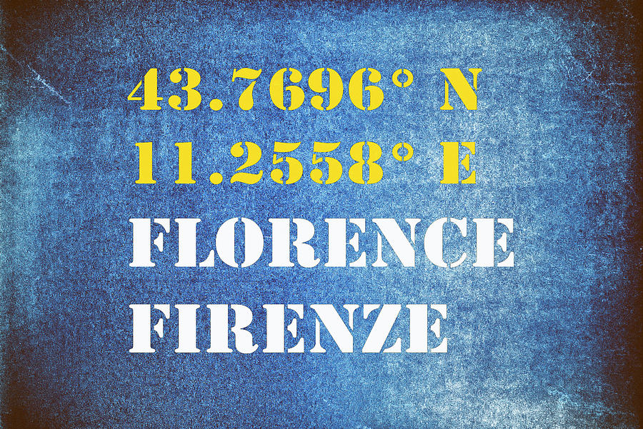 GPS Florence Italy Typography Mixed Media by Joseph S Giacalone