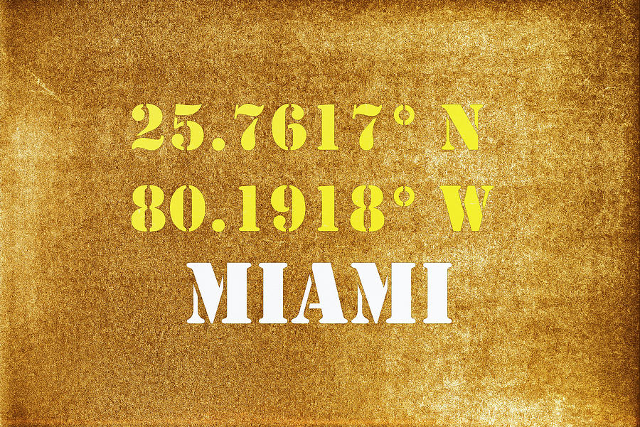 GPS Miami Florida Typography Mixed Media by Joseph S Giacalone