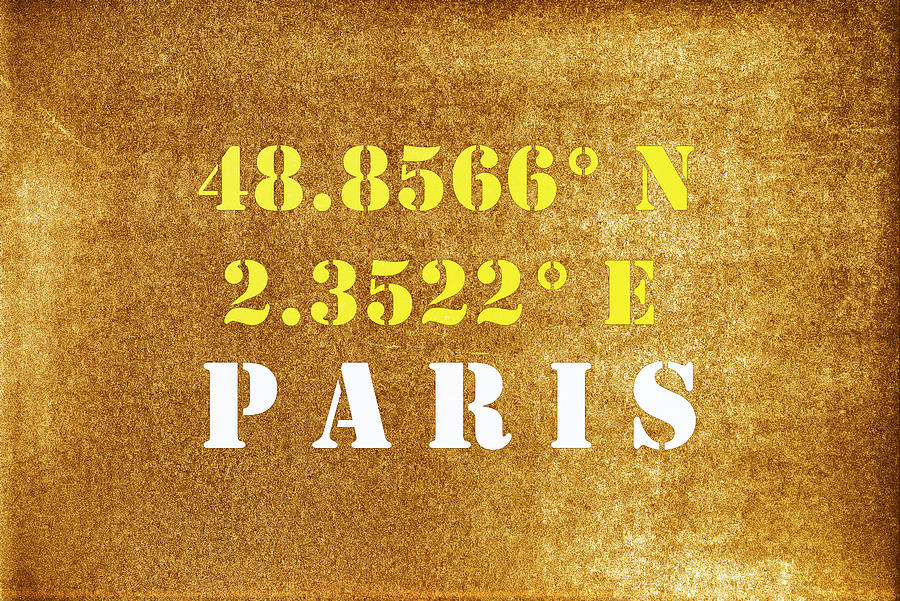 GPS Paris France Typography Mixed Media by Joseph S Giacalone