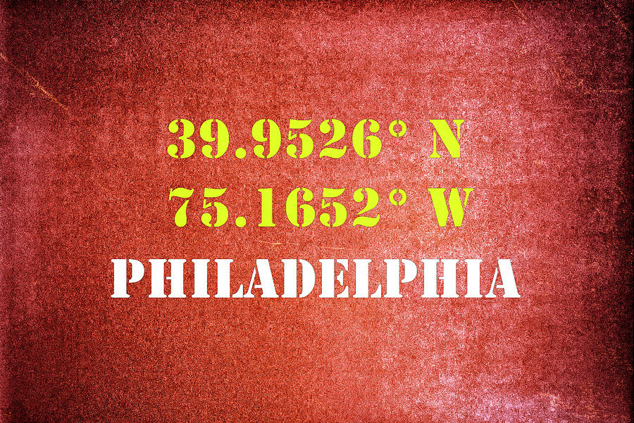 GPS Philadelphia Typography Mixed Media by Joseph S Giacalone