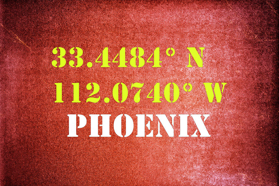 GPS Phoenix Arizona Typography Mixed Media by Joseph S Giacalone