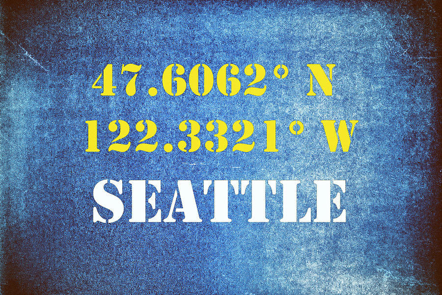 GPS Seattle Washington Typography Mixed Media by Joseph S Giacalone
