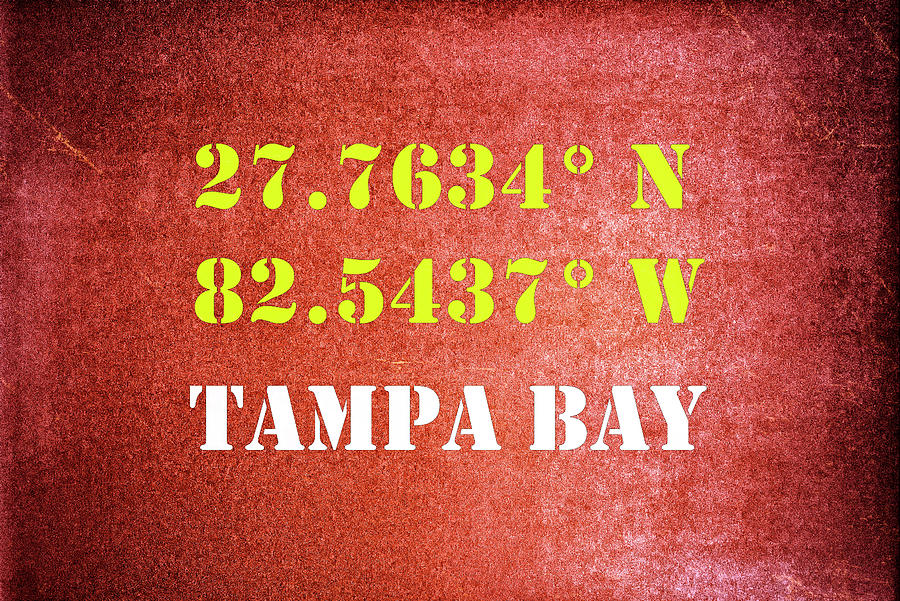 GPS Tampa Bay Florida Typography Mixed Media by Joseph S Giacalone