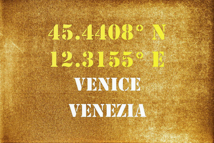 GPS Venice Italy Typography Mixed Media by Joseph S Giacalone