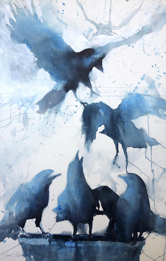 Bird Painting - Grace and Gravity by Sarah Yeoman