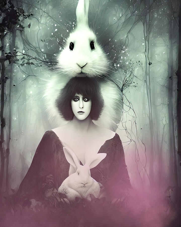 Grace and The White Rabbit Surreal Tribute by Bob Orsillo Psychedelic Fine Art Print Painting by Bob Orsillo Grace and The White Rabbit Surreal Tribute by Bob Orsillo Psychedelic Fine Art Print Painting by Bob Orsillo