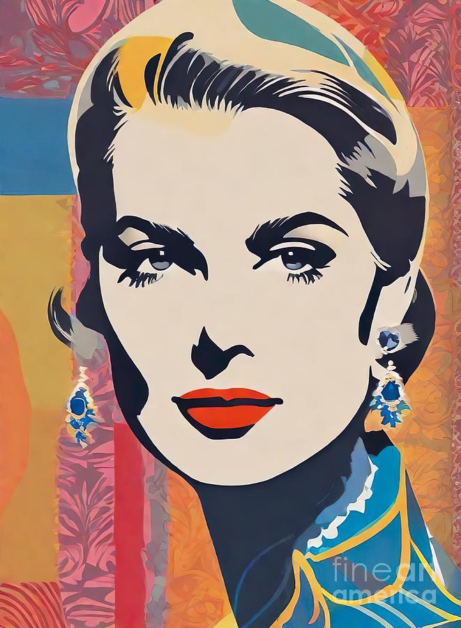 Grace Kelly abstract portrait Digital Art by Movie World Posters