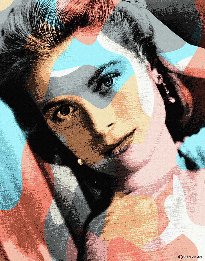 Grace Kelly modernized portrait Mixed Media by Movie World Posters