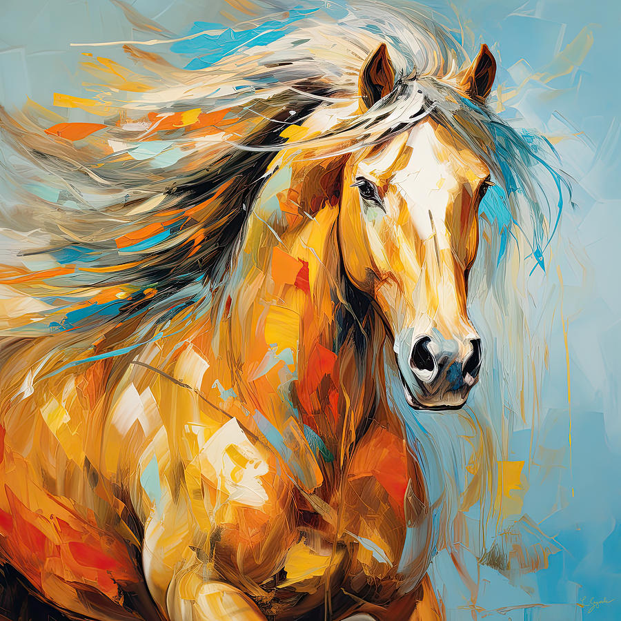 Grace of the Horse - Colorful Horses Artwork Painting by Lourry Legarde
