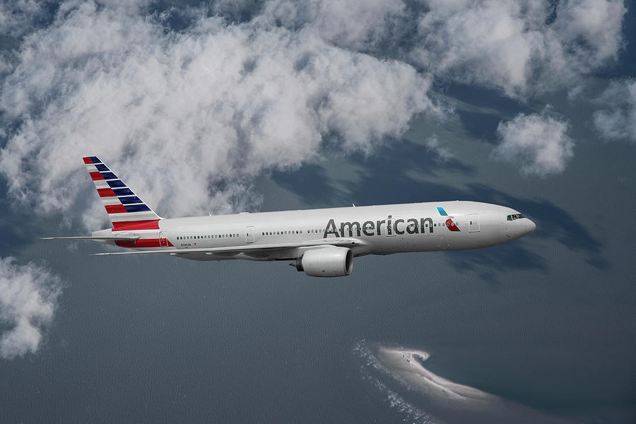 Graceful American Airlines Boeing 777 Mixed Media by Erik Simonsen
