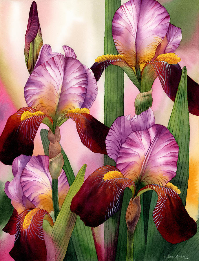 Graceful Irises Painting by Espero Art