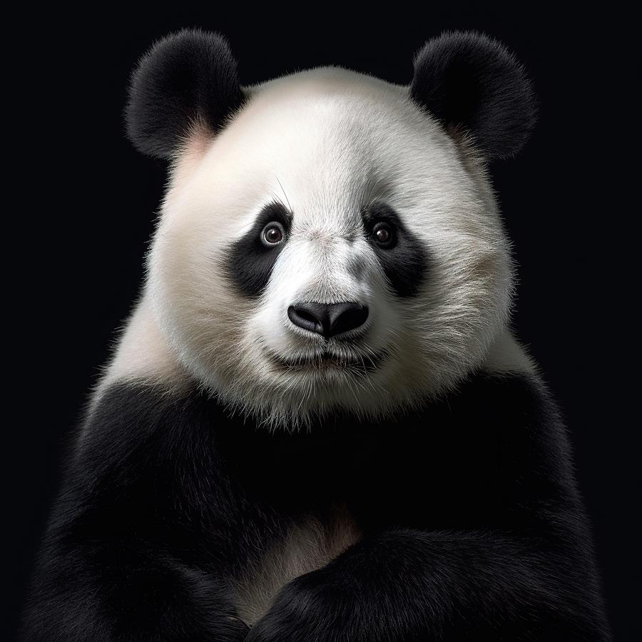 Graceful Majesty, A Realistic Portrait of the Giant Panda Painting by Vincent Monozlay