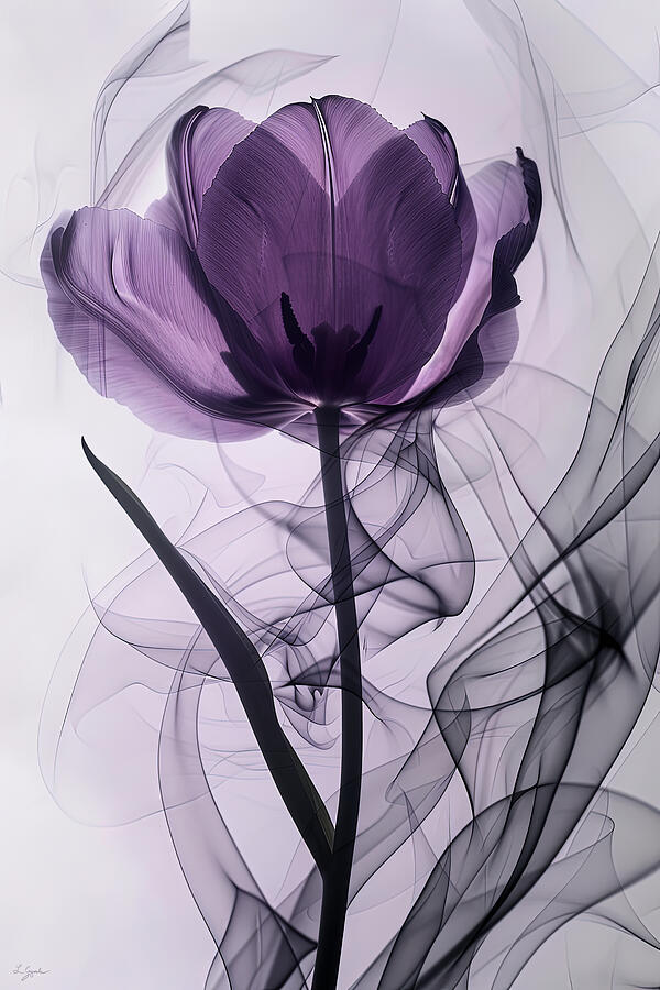 Graceful Purple - Black and Purple Art Painting by Lourry Legarde