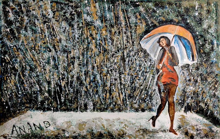Graceful Rain Painting by Anand Swaroop Manchiraju