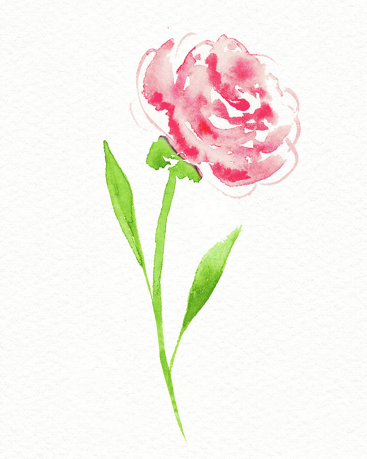 Graceful Simple Beauty Pink Watercolor Flower Painting by Irina Sztukowski