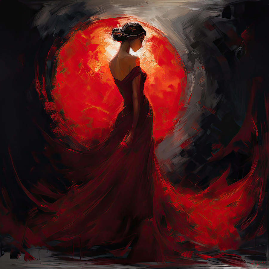 Lady In Red Digital Art - Gracefully Red by Lourry Legarde