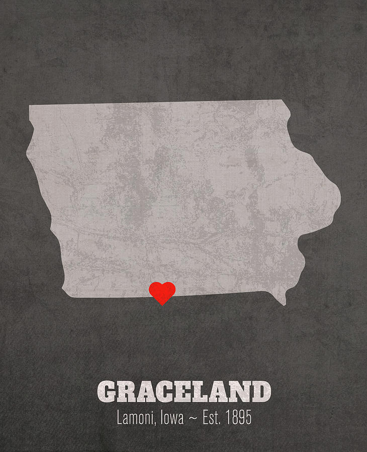 Graceland University Lamoni Iowa Founded Date Heart Map Mixed Media by ...