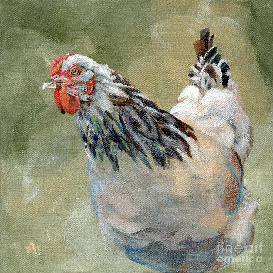 Gracie - Hen painting Painting by Annie Troe