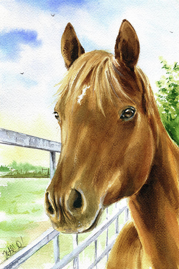 Gracie Horse Painting Painting by Dora Hathazi Mendes