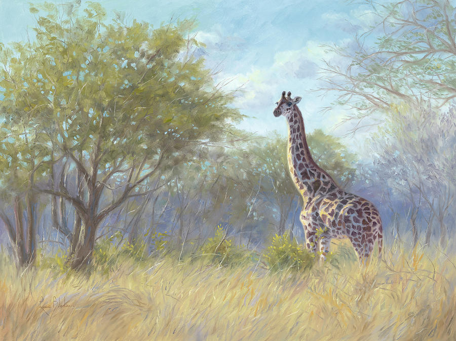 Giraffe Painting - Gracing the Land by Lucie Bilodeau