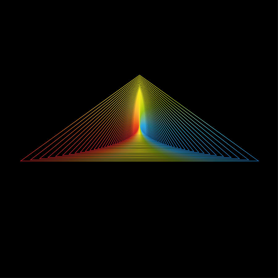 Gradient Colorful Triangle Shape On Black Background Digital Art By Arpad Radoczy