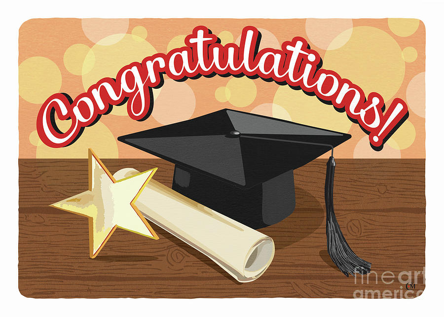 Graduation Congratulations Gold Star Card Digital Art by Connie Moore ...