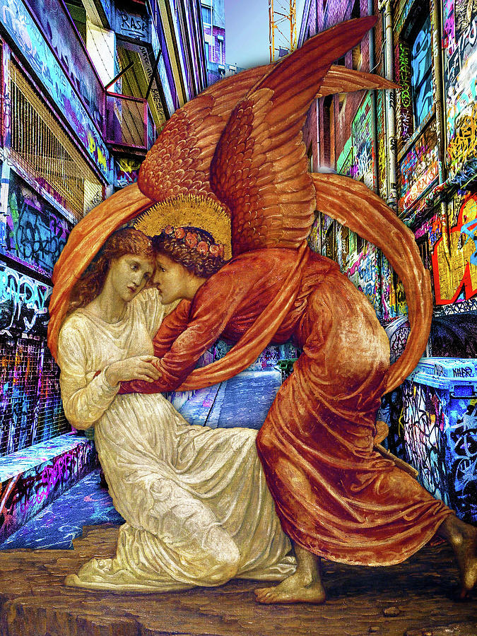 Graffiti Angel And Virgin 2 Painting by Tony Rubino