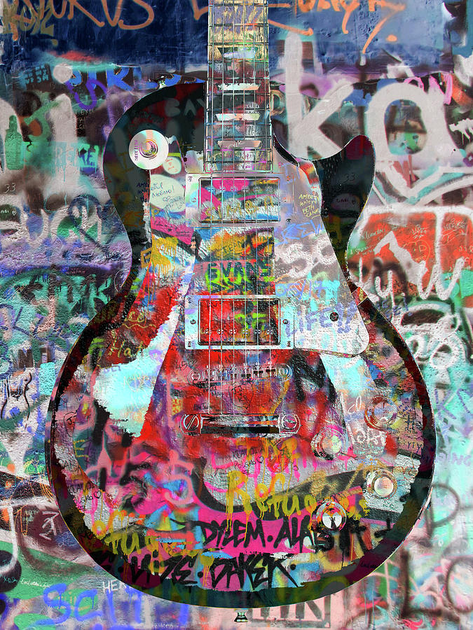 Graffiti Les Paul Guitar Painting by Stephen Chambers - Fine Art America