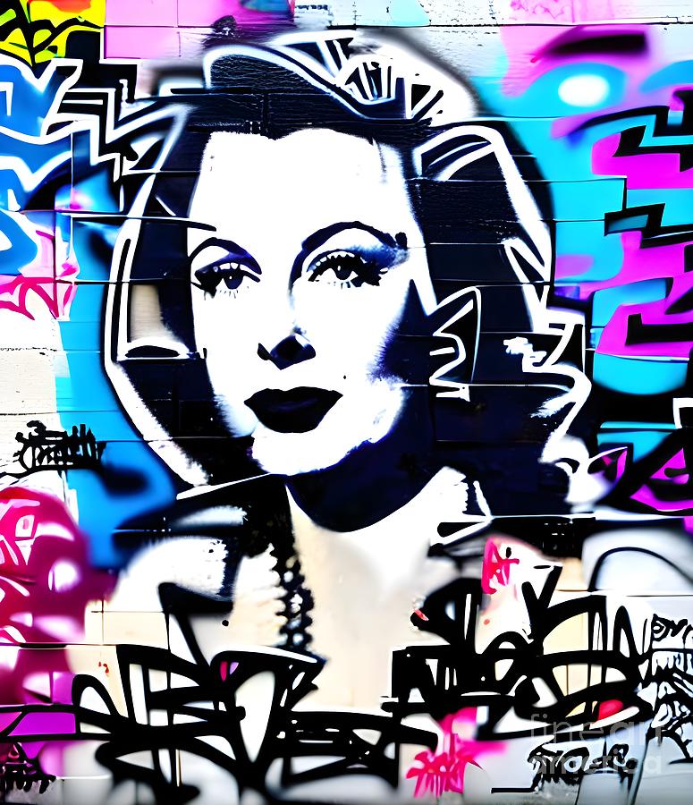 Graffiti pop beauty portrait street art aesthetics Painting by Cicero