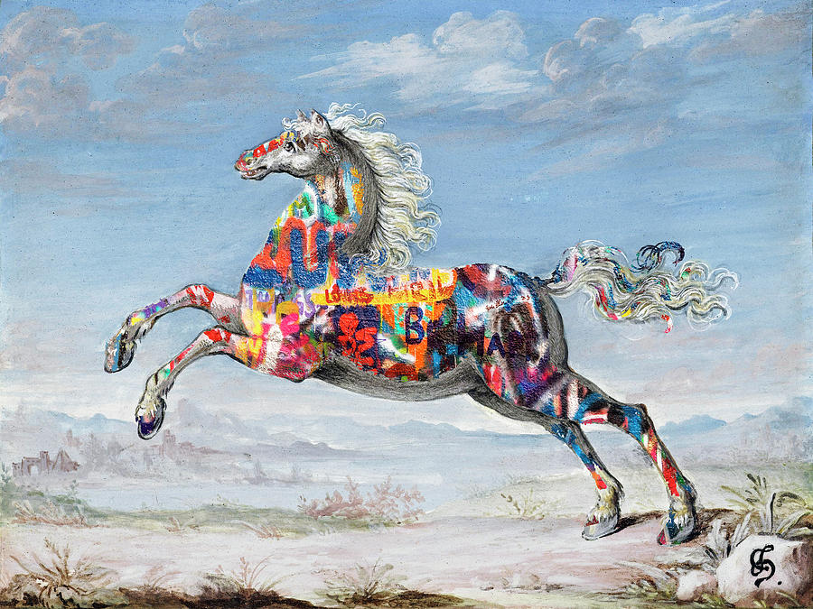 Graffiti Running Leaping Horse Painting by Tony Rubino