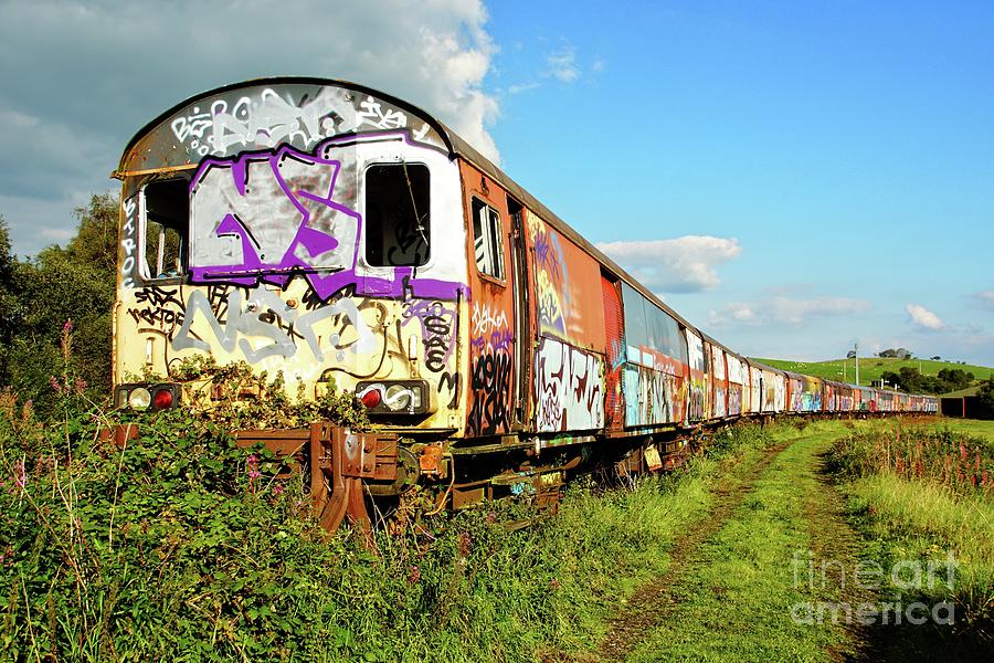 Graffiti train. Photograph by David Birchall