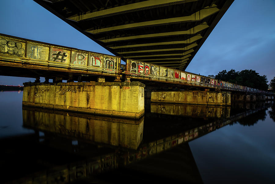 Graffiti Under the BU Bridge Boston MA Charles River Reflection Photograph by Toby McGuire