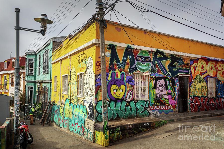 Graffitis in Valaparaiso, Chile Photograph by Delphimages Photo Creations
