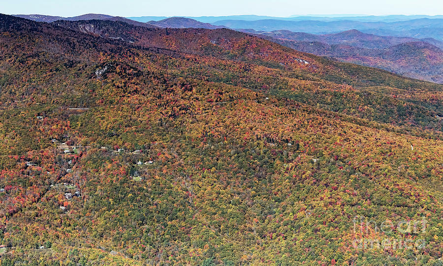 Gragg aka Careys Flat North Carolina Aerial View with Autumn Co Photograph by David Oppenheimer