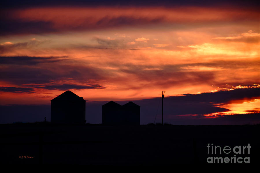 Grain Bin Sundown Photograph by Kathy M Krause