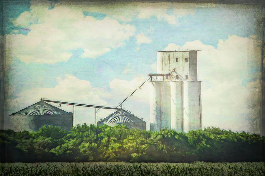 Grain Elevator Vintage Style Textured Photograph Photograph by Ann Powell