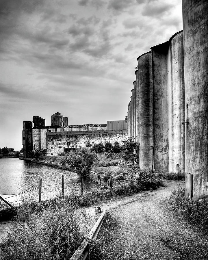 Grain Silos in Summer in Black and White Photograph by Tammy Wetzel