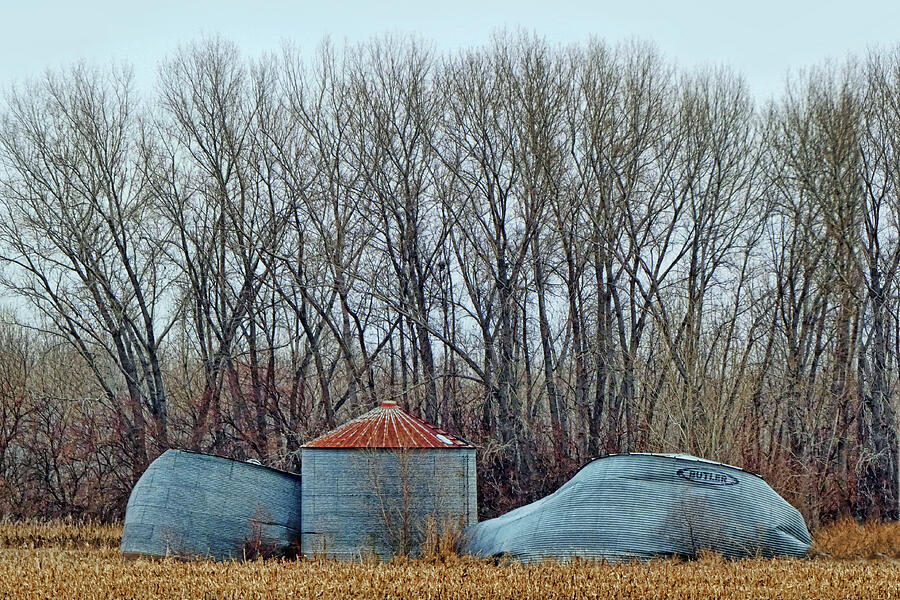 Grain Storage Bins - Wind Damage  Photograph by Nikolyn McDonald