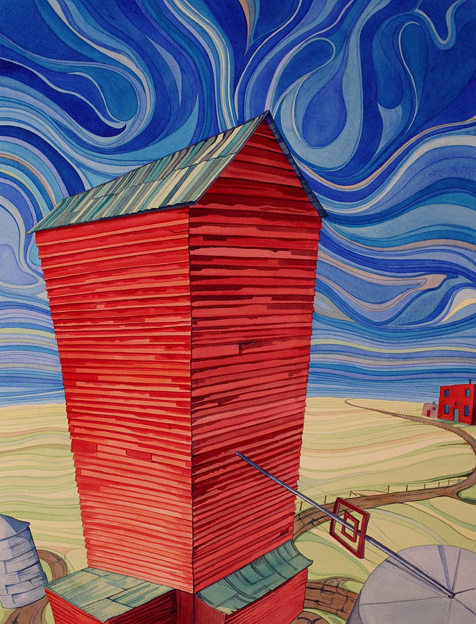Grain Tower Painting by Scott Kirby
