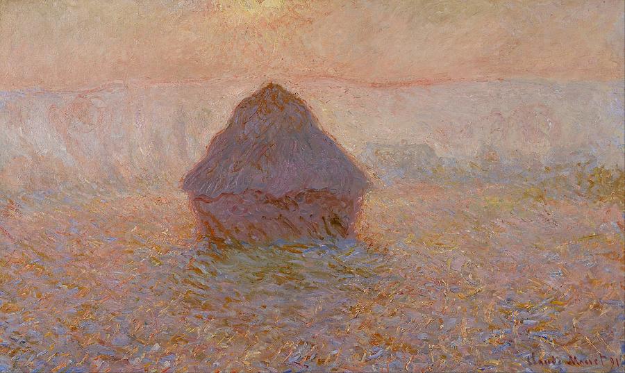 Claude Monet Drawing - Grainstack  Sun in the Mist #1 by Claude Monet