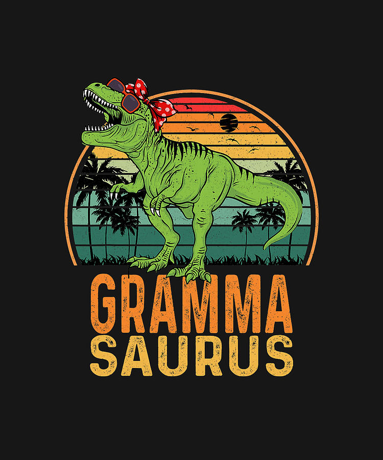 Grammasaurus T Rex Dinosaur Fun Vintage Gramma Saurus Family Drawing by ...