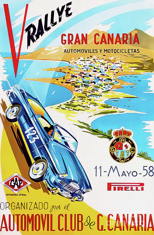 Gran Canary Islands Automobile Rally 1958 Drawing by M G Whittingham