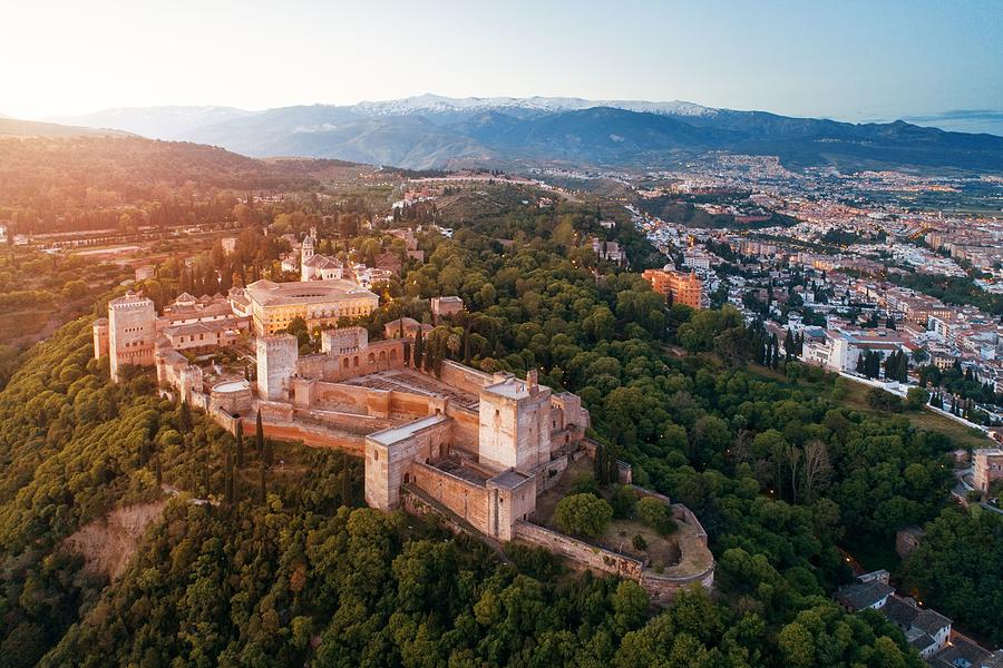 Granada Alhambra aerial view sunrise Photograph by Songquan Deng
