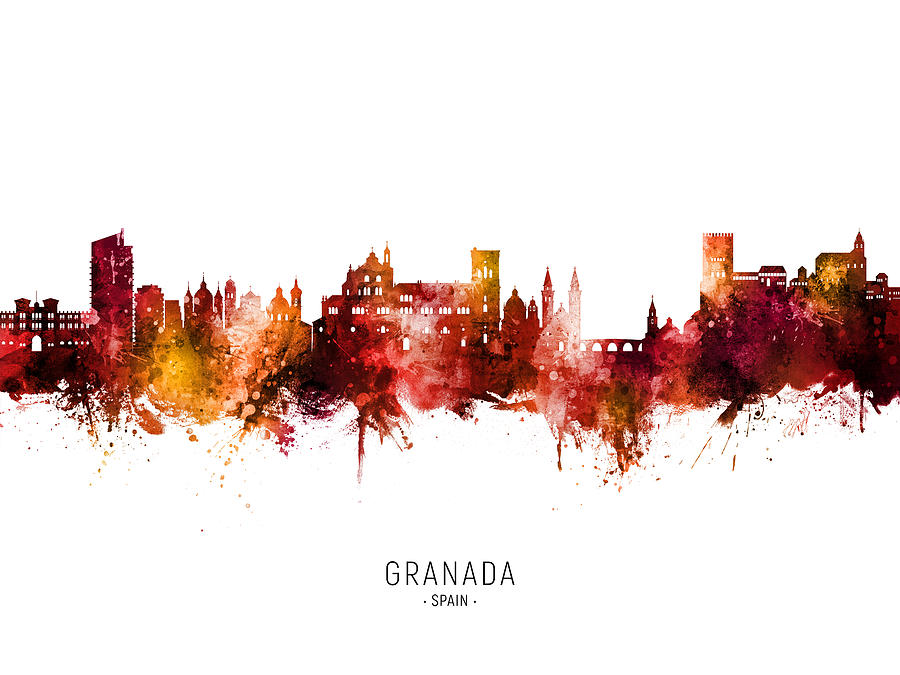 Granada Spain Skyline #08 Digital Art by Michael Tompsett