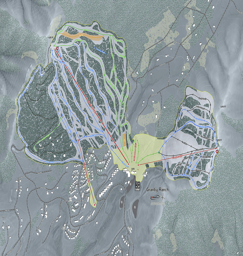 Granby Ranch Ski Resort Map Digital Art by Powder Addicts