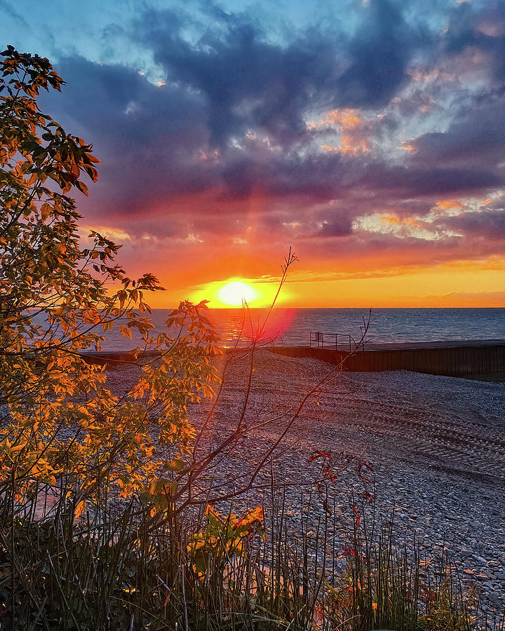 Grand Beach Sunset over Lake Michigan Photograph by Bill Swartwout
