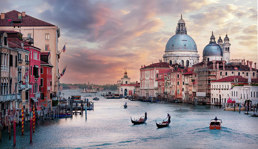 Architecture Photograph - Grand Canal at Dusk - Venice by Barry O Carroll