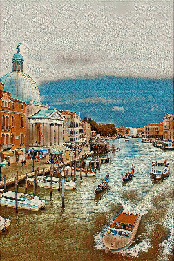 Grand Canal Before Storm Mixed Media