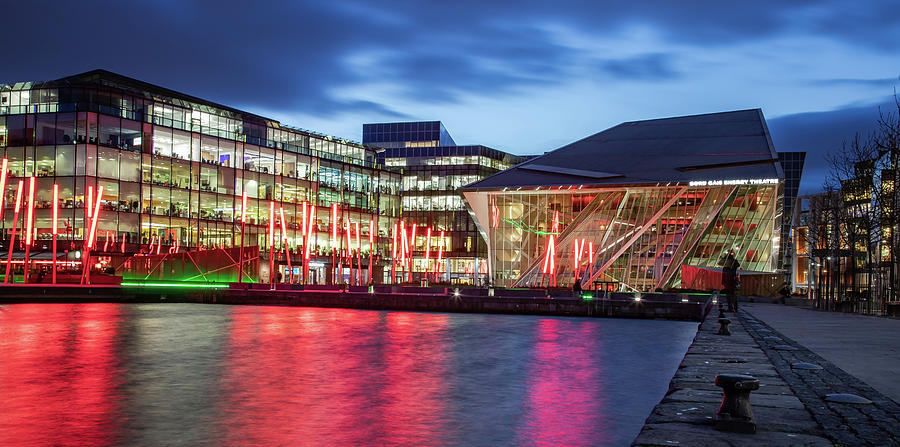 Architecture Photograph - Grand Canal Dock at Blue Hour - Dublin by Barry O Carroll