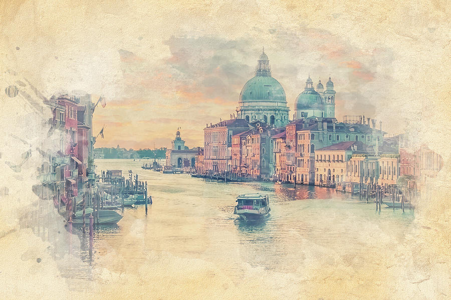 Architecture Mixed Media - Grand Canal in Venice City by Manjik Pictures